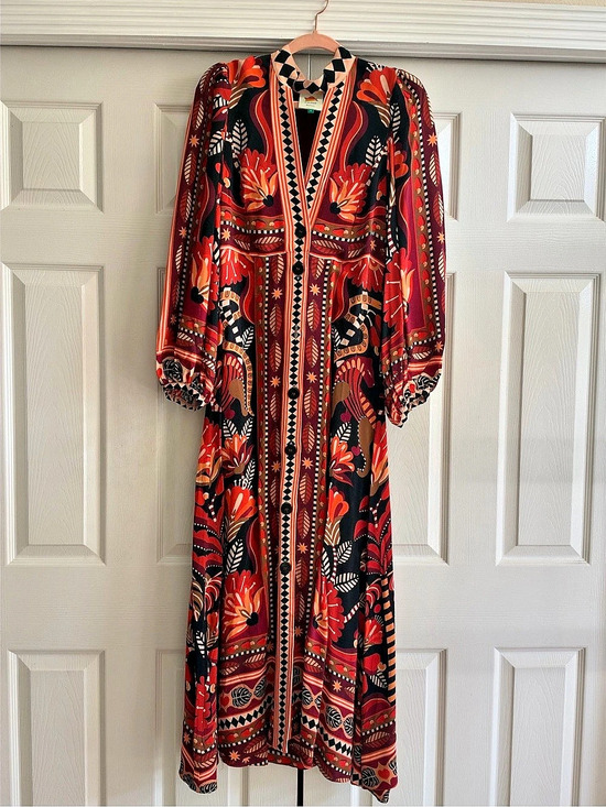 FARM Rio Dresses & Skirts - Farm Rio Red Miranda Maxi Dress Geometric Red & Black Small